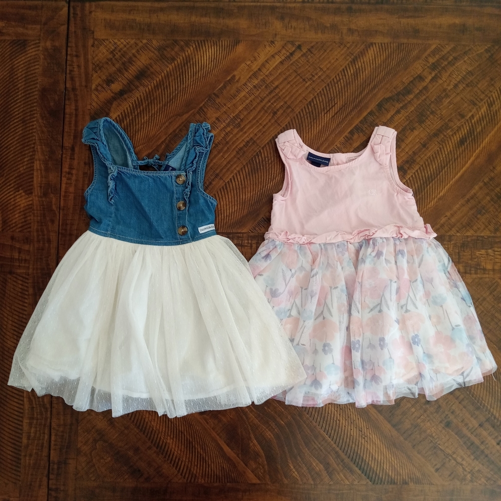 Calvin Klein Baby Girl Summwe Dresses Denim and Pink Size 2T